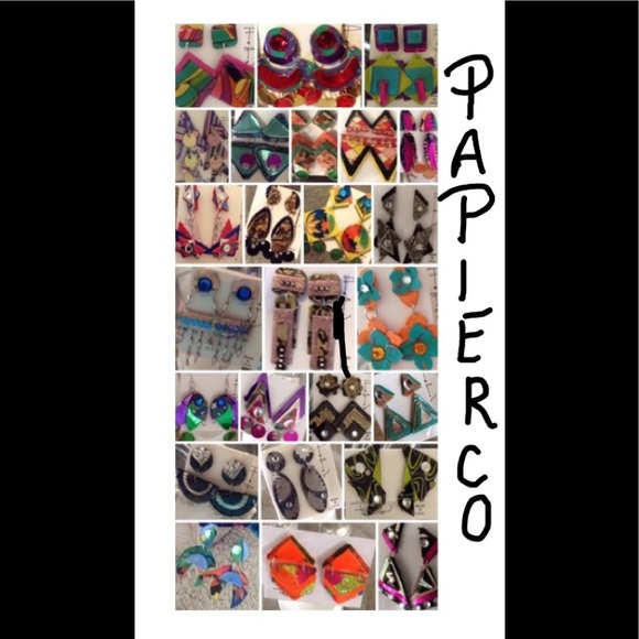 HAND MADE VARIETY OF RETRO EARRINGS BY PAPIERCO - Picture 2 of 2
